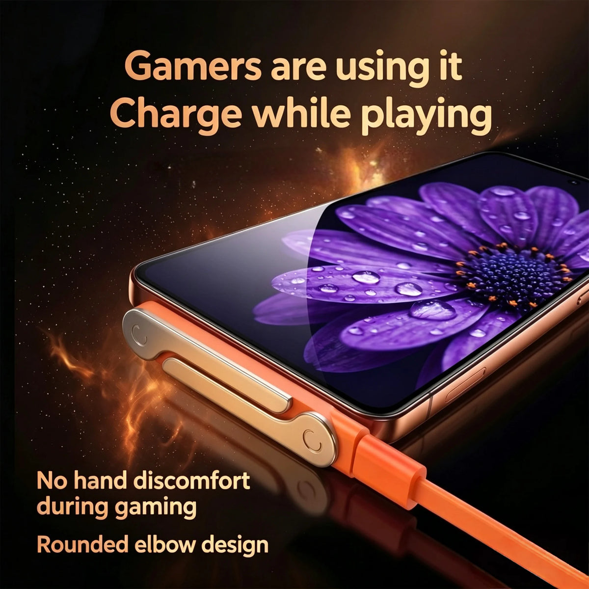 2-in-1 Foldable USB-C Fast Charging Stand with Detachable Cable