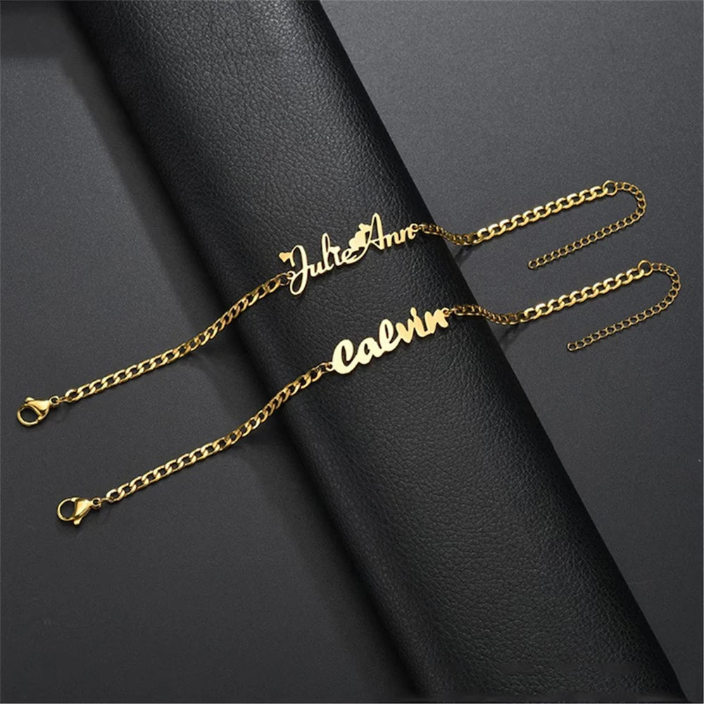 Bracelet de cheville avec initiale personnalisée en acier inoxydable