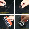 Step-by-step process for repairing an automotive windshield crack using resin and curing film.