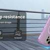 Pink magnetic heavy-duty phone case demonstrating superior drop resistance, shockproof, and dustproof features.