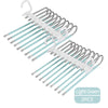 A set of two 9-layer non-slip stainless steel pants hangers in light green color.