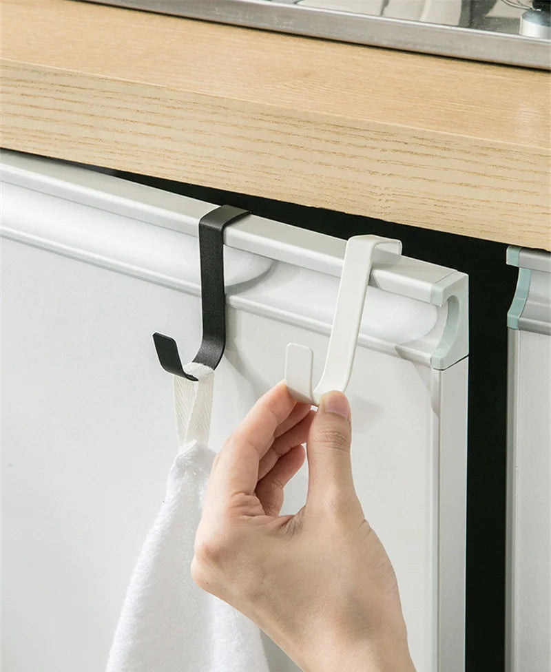 Stainless Steel Over-the-Door Hooks for Kitchen and Bathroom Storage