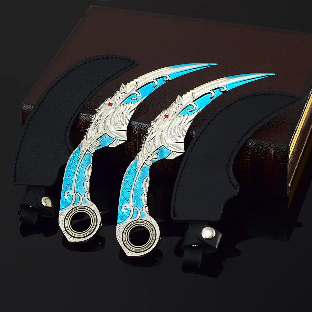 Blue Dragon Claw Folding Knife Model - 18cm Collectible Tactical Karambit