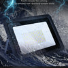 An LED flood light housed in a cooling aluminum shell, designed for waterproof outdoor use.