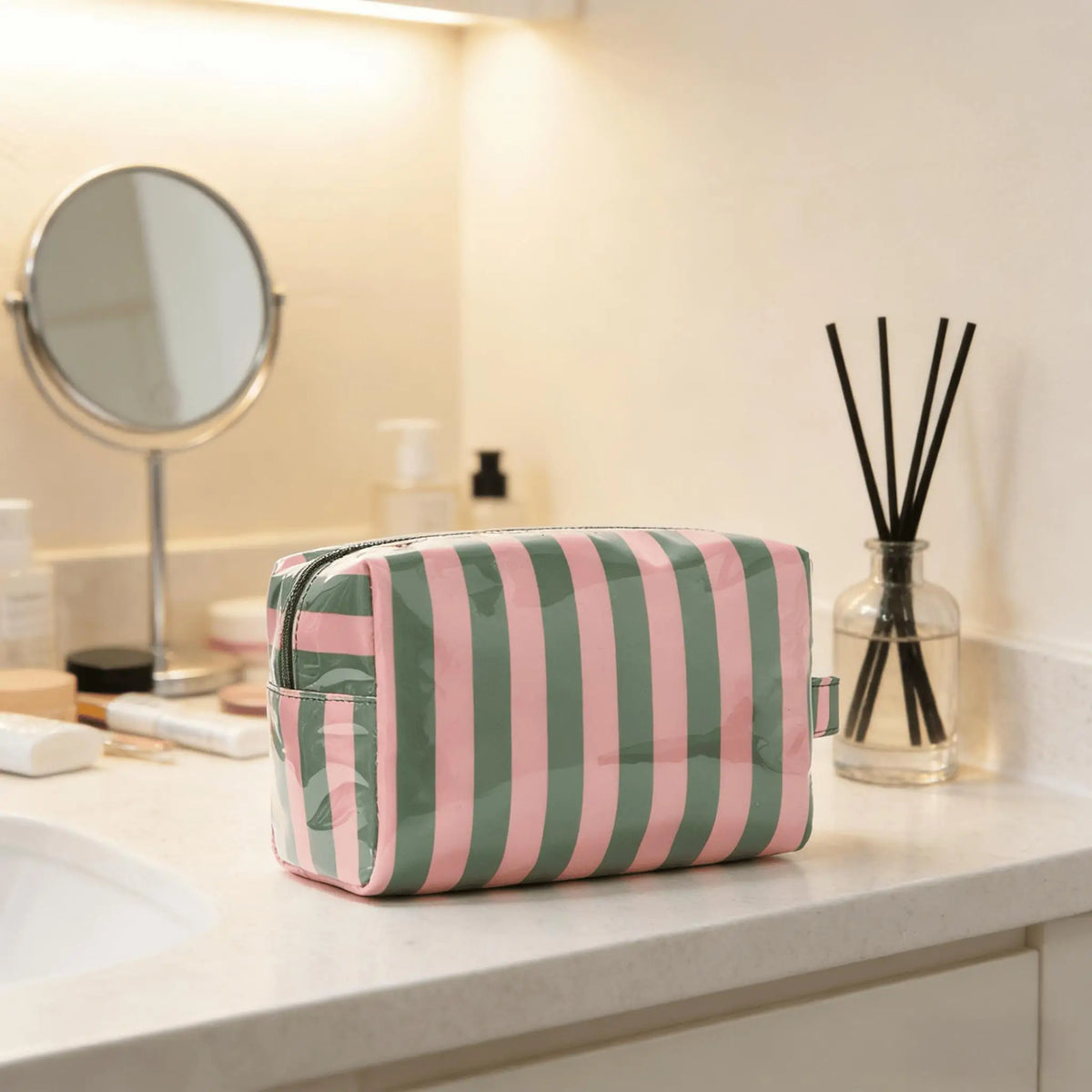 Striped Travel Toiletry Bag for Women