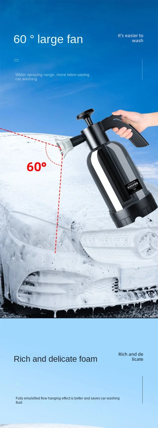 2L Hand Pump Foam Sprayer with 3 Nozzles – Snow Foam Car Wash Applicator