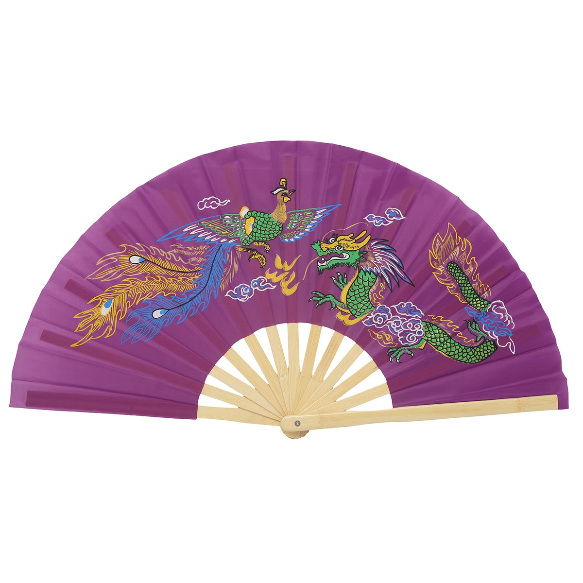 Traditional Bamboo Tai Chi Performance Fan with Protective Cover