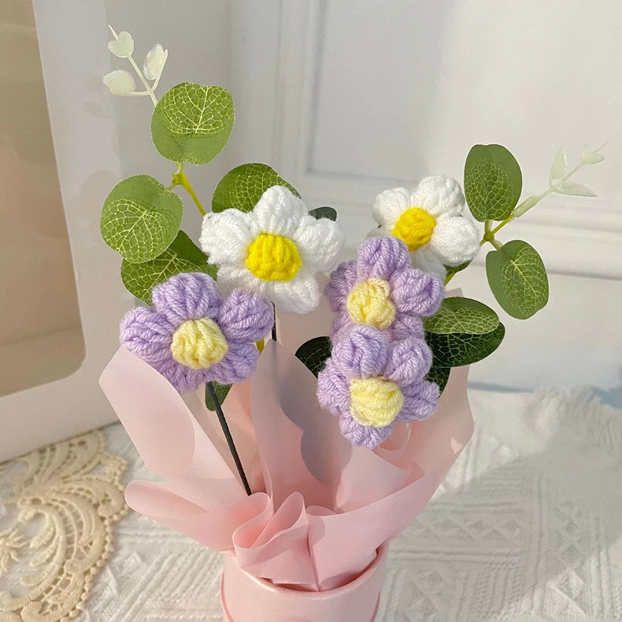Handcrafted Yarn Flower Bouquet with Vase – Everlasting Home Décor