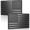 Matte black 3D American flag car emblem set featuring stars and stripes design