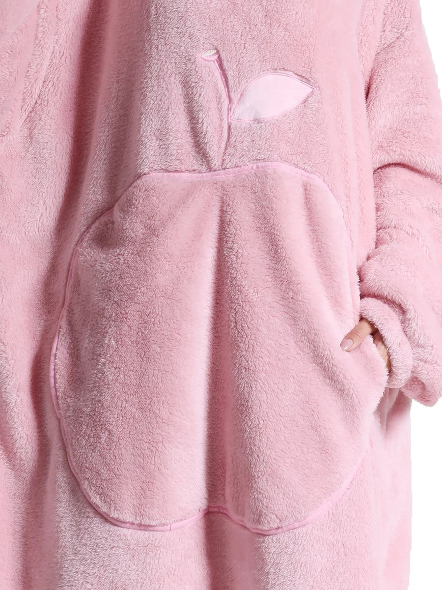 Oversized Wearable Fleece Blanket Hoodie with Sleeves