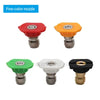 Five-color nozzles for a high-pressure car wash gun, shown in red, orange, green, and black.