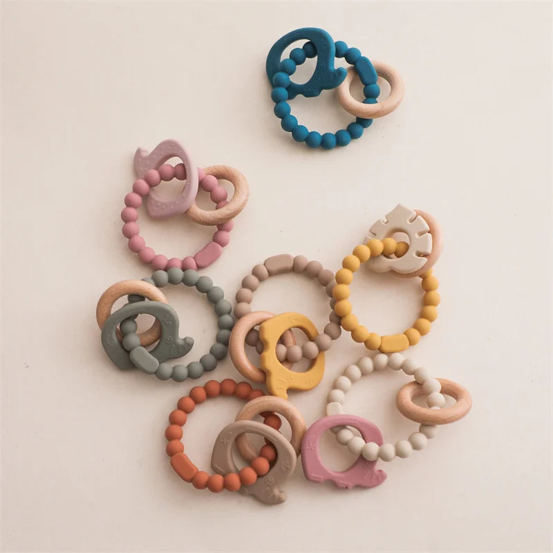 Baby Teething Gloves with Cartoon Bear Design