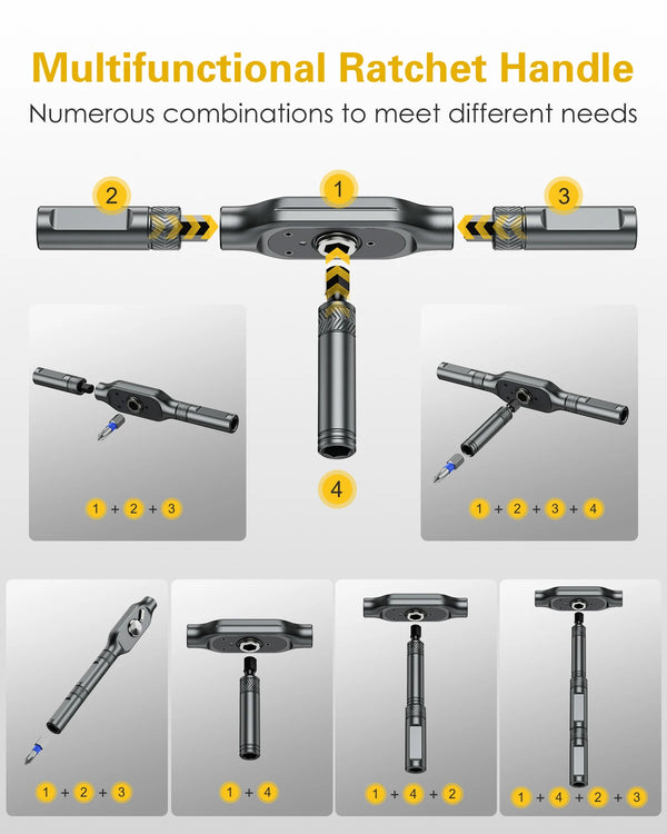 70-in-1 Ratchet Screwdriver Set with T-Handle and Magnetic Bits