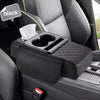 Black car center console armrest cushion with cup holder and storage pockets