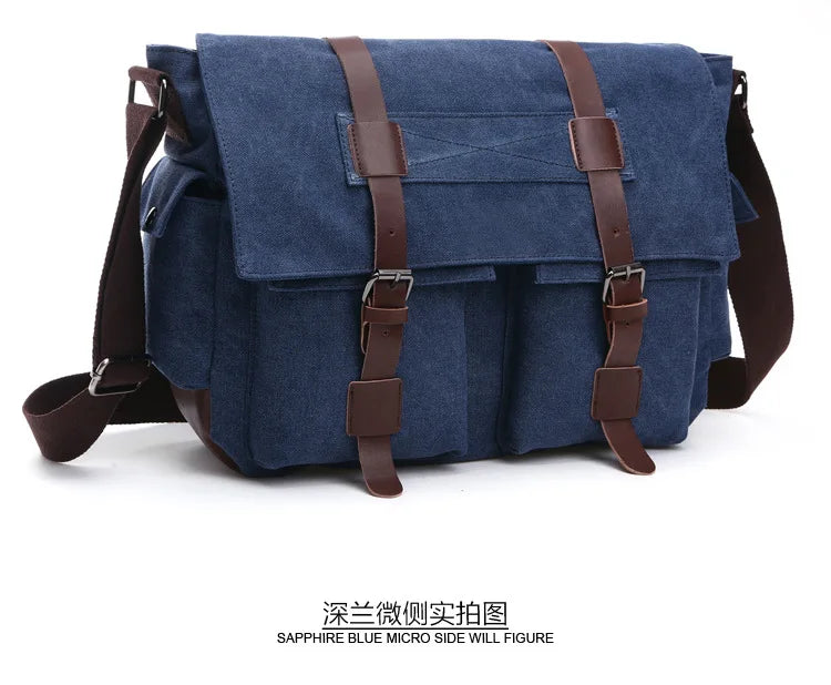 Vintage Canvas Messenger Bag for Men – Retro Crossbody Shoulder Bag