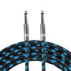 Braided 6.35mm guitar cable with low-noise design and right-angle connectors shown from the top.