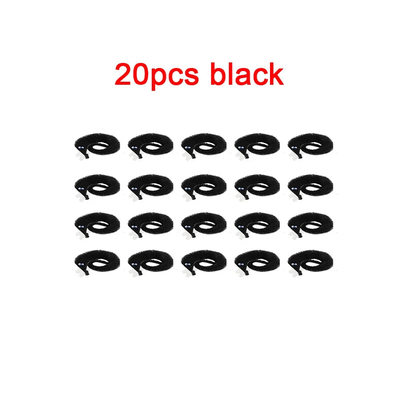 20 pieces of black fuzzy wiggly worm magic trick with an invisible string