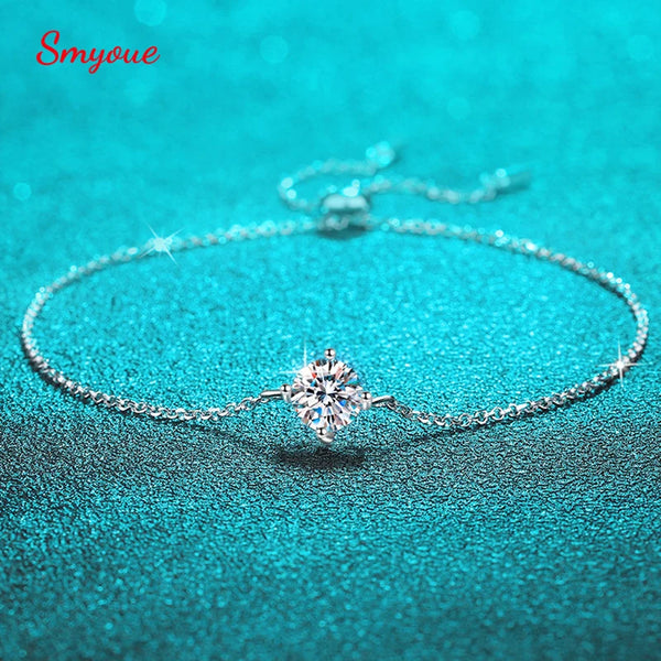 Classic Sterling Silver Moissanite Chain Bracelet