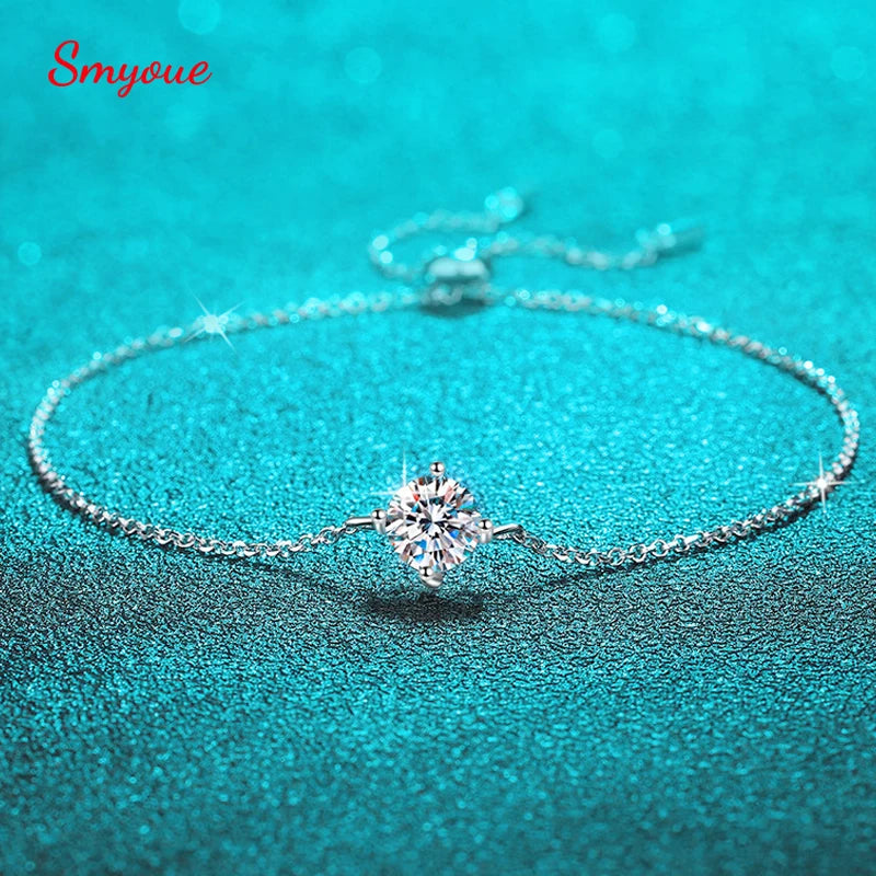 Classic Sterling Silver Moissanite Chain Bracelet
