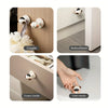 Close-up shots showing various handles and features on a bathroom or cabinet door, including couple grips, anticollision feat