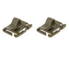 A pair of olive green rotatable hydration tube clips designed for securing tubes to backpacks.