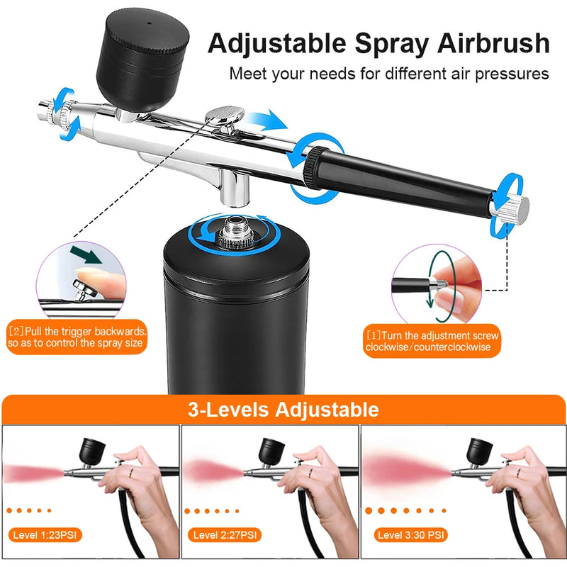 Kit de Aerógrafo Recargable y Portátil para Uñas