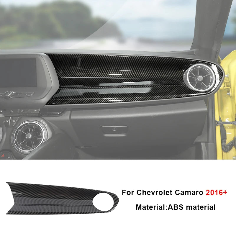 Carbon fiber interior trim kit for Chevrolet Camaro showing a vent detail.
