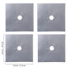 A square gray reusable non-stick gas stove protector mat with a central hole.