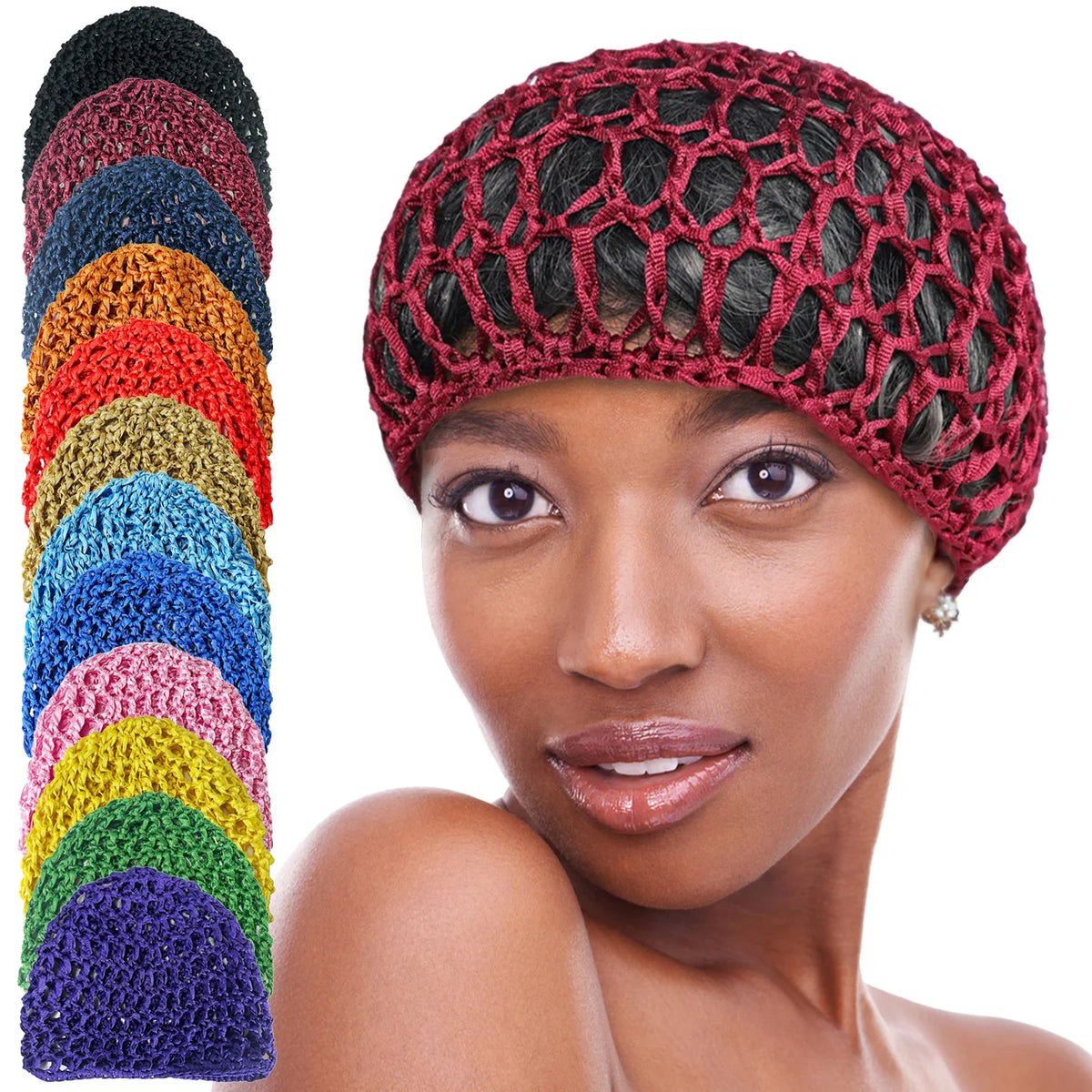 Hand-Crocheted Mesh Hair Net Cap for Women