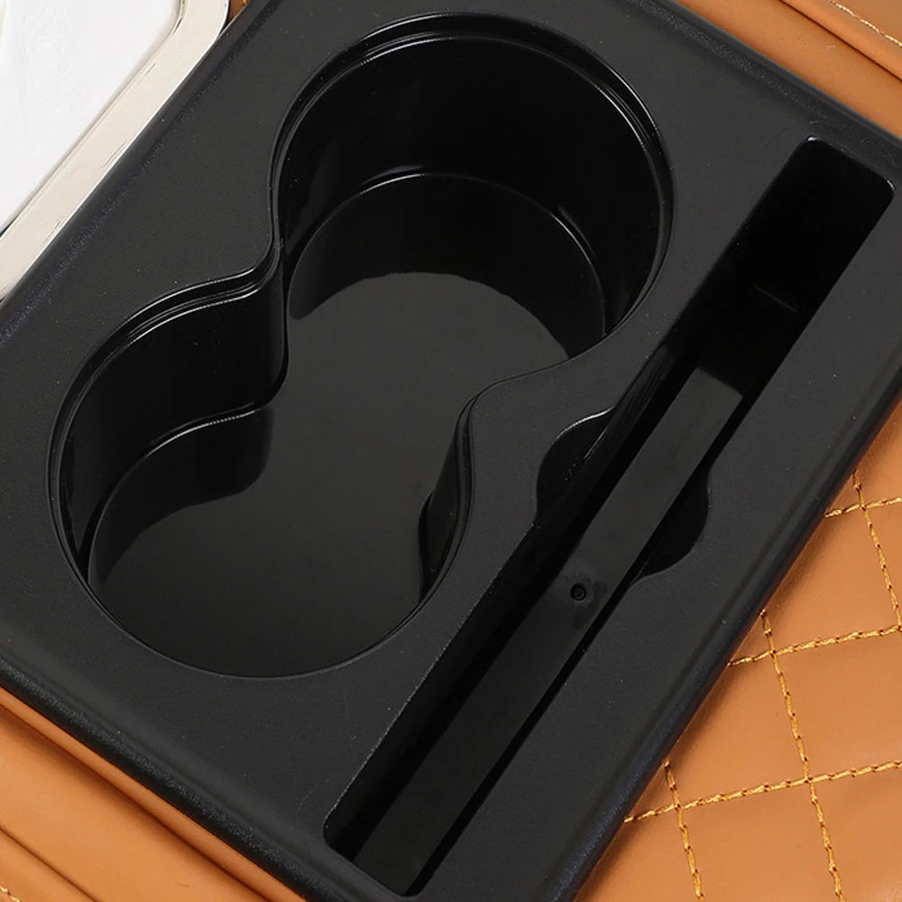 Multifunctional Car Armrest Cushion with Storage and Cup Holder