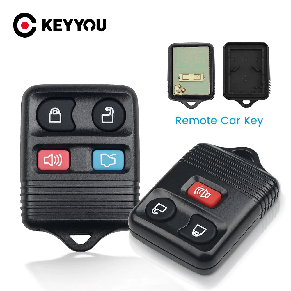 A black replacement remote car key fob and spare key shown next to a small electronic remote key.