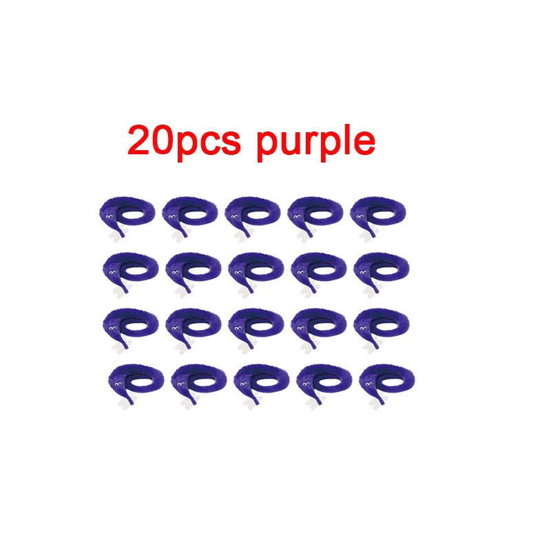 20 pieces of purple fuzzy wiggly worm magic trick with an invisible string