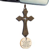 Wood Cross Car Rearview Mirror Pendant with Bible Verse