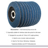 A spool of blue and black zirconia flap discs for angle grinders.