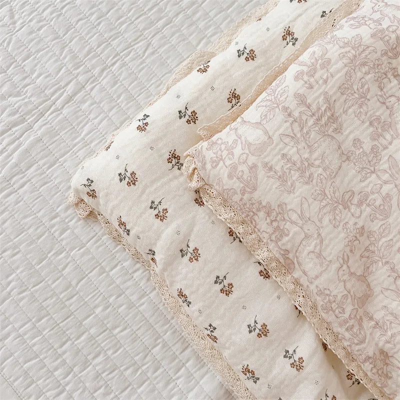 Vintage Floral Cotton Muslin Baby Quilt