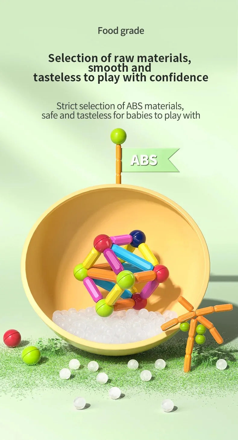 Magnetic Building Sticks and Balls Construction Set - 188 Pieces STEM Toy for Kids