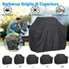 Black heavy duty waterproof grill cover shown with size options S through XXL