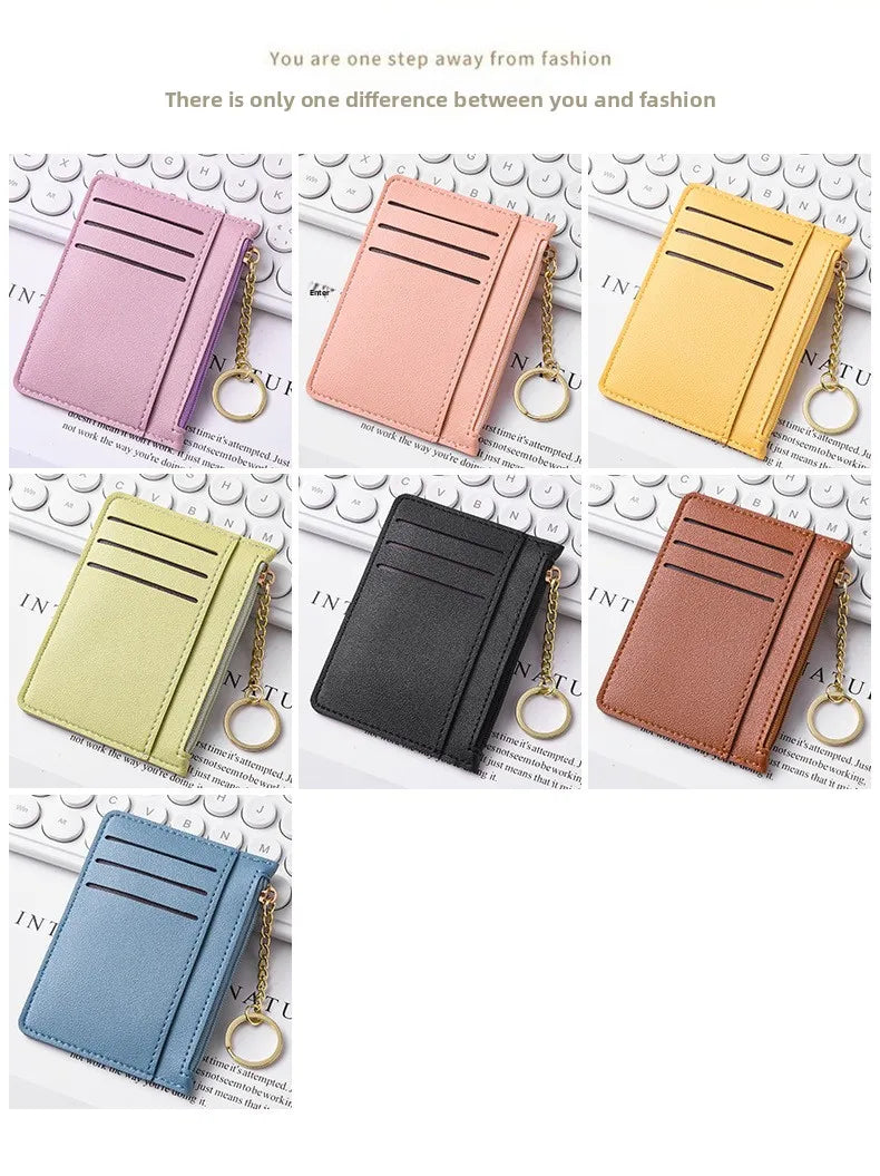 Slim Zippered Card Wallet for Women - Compact Multi-Slot Purse