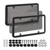 Two black tinted license plate protectors and various mounting hardware are shown.