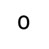 A black circle or zero shape on a white background.