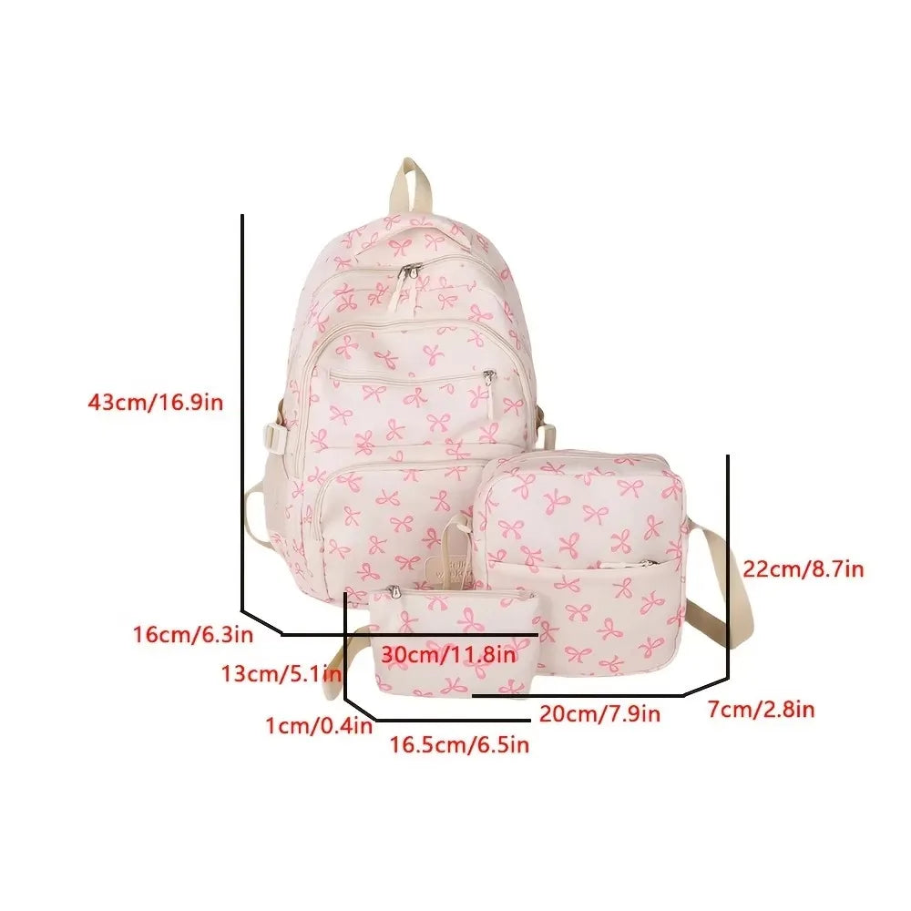 Korean Fashion Bow Print Backpack