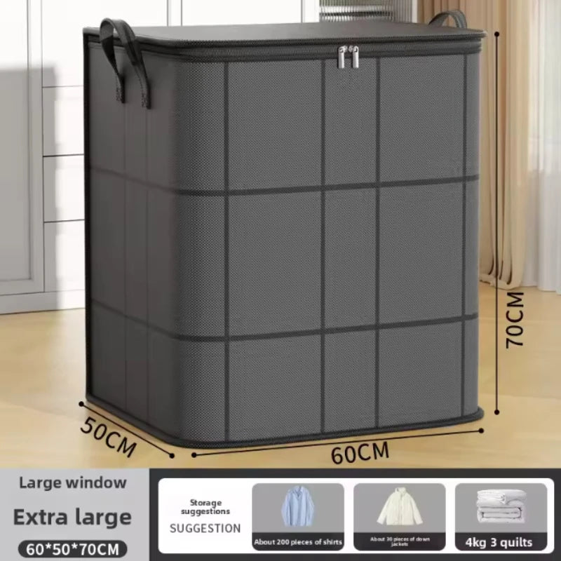 Foldable Large-Capacity Clothes Storage Bag with Handles and Double Zipper