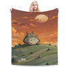 Cozy Grey Totoro-Inspired Fleece Throw Blanket