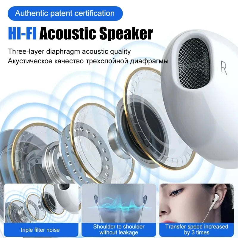 White HI-FI Acoustic Speaker showing internal diaphragm structure and a close-up of the speaker quality.