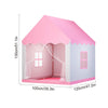 Pink fairy tale castle play tent with a pitched roof and window details for children