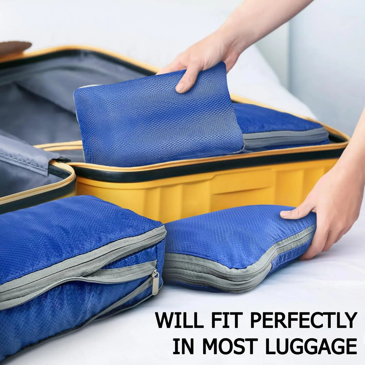 Travel Packing Cubes Set with Compression Zippers