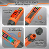 Details of a digital brake fluid tester showing the backlight display, automatic shutdown switch, battery low voltage prompt,