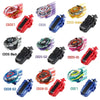 A collection of Beyblade Burst CX series metal fighting tops in various colors and launchers.