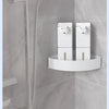 A white touchless infrared smart soap dispenser mounted on a marble wall in a bathroom.