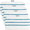 Stack of white microfiber pads with blue stripes for replacement steam mop pads